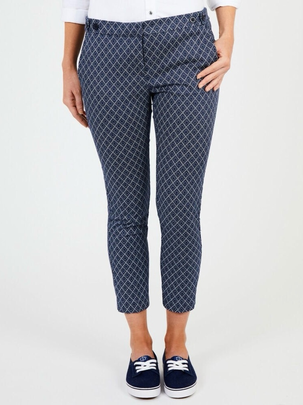 NEW Size 10 Nautica Diamond Pattern Stretch Ankle Length Cotton Business Pants
